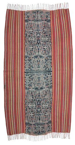 Photo.23 腰巻 ティモール島西アマヌバン郡1,804&times;1,024mm　 木綿・紡績糸／絣／藍・茜・ウコン　1980年頃 ＊ワニの文様が入っている。