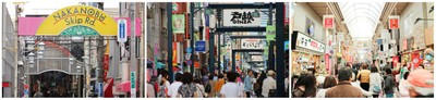 (品川区の3つの商店街。左から、中延商店街、戸越銀座商店街、武蔵小山商店街パルム)