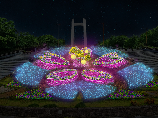 噴水前花壇ライトアップイメージ