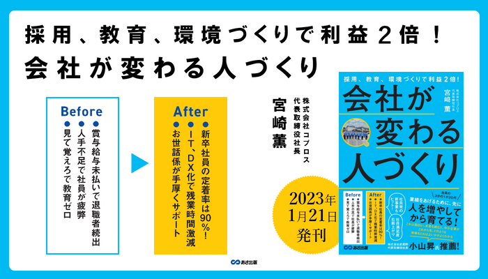 宮﨑薫著『採用、教育、環境づくりで利益2倍!会社が変わる人づくり』2023年1月21日刊行