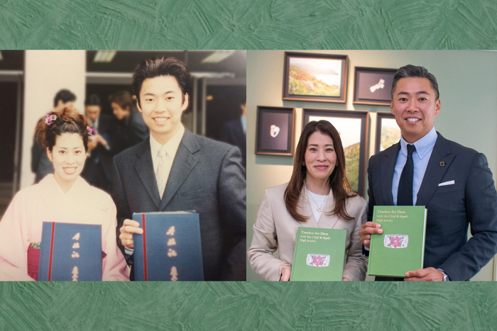 大学時代の同級生だった山本氏（左）と『私の哲学』編集長 杉山（右）