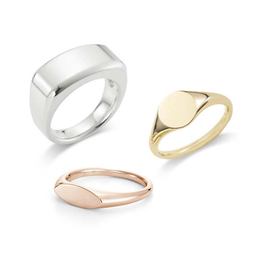 シグネットリングは幅太デザインから細身のものまで