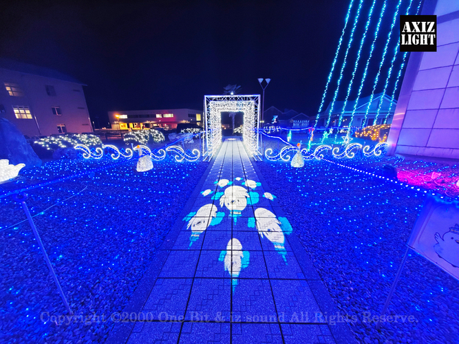 邑楽町シンボルタワーイルミネーション_AXIZ Light演出の様子