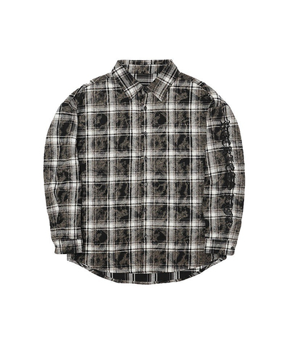 Faint Embroidery Plaid Shirt
