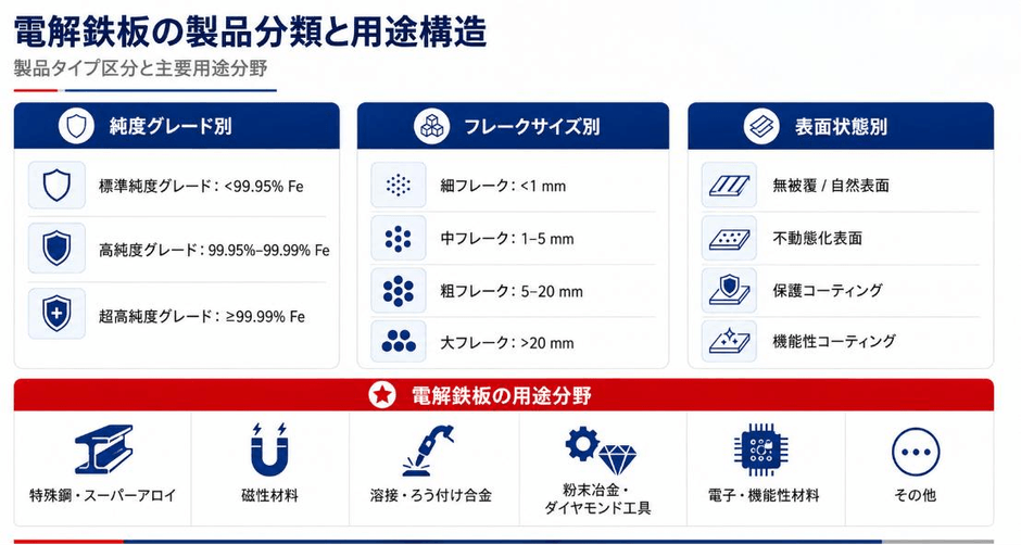 図：電解鉄板の製品分類と用途構造