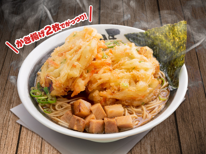 ダブル かき揚げ醤油らーめん（850円+税）