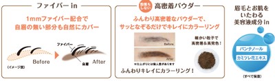 “ファイバーin”の高密着パウダーでふんわりカラー眉に