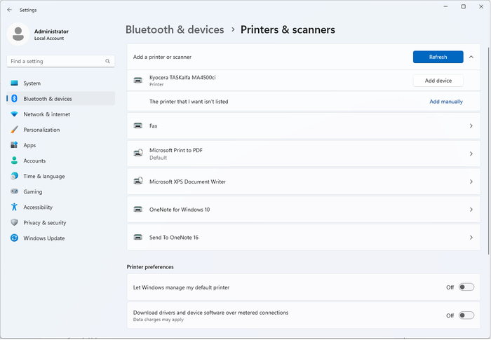 2.Windows11でのプリンター追加画面