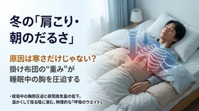 冬の「肩こり・朝のだるさ」は寒さのせいだけではなかった？ 掛け布団や毛布の重みが睡眠中の胸郭を圧迫する“夜間換気量の低下”を解説