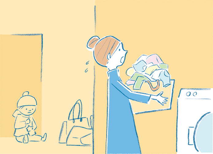 洗濯物に追われる親