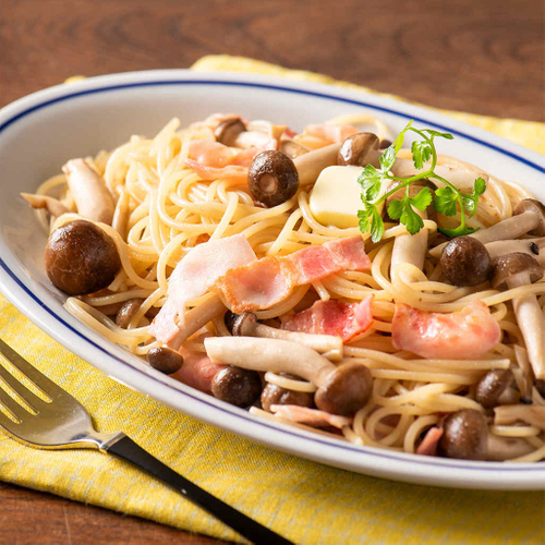 「しめじとベーコンの和風パスタ」
