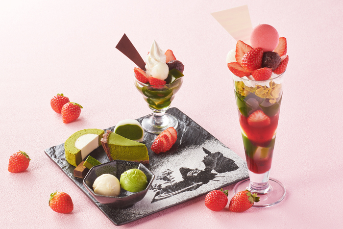 いちご抹茶パフェ＆源氏物語 いちご抹茶スイーツプレート