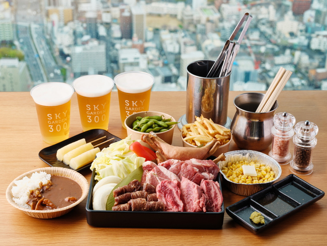 【厚切りカルビ&牛ハラミの4種盛り　スタンダードBBQプラン】