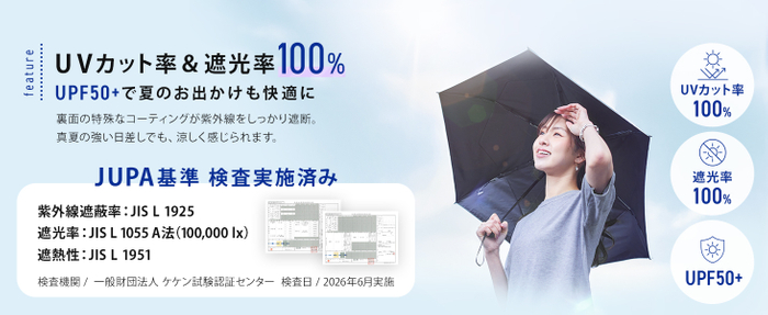 遮光率、UVカット率共に100％