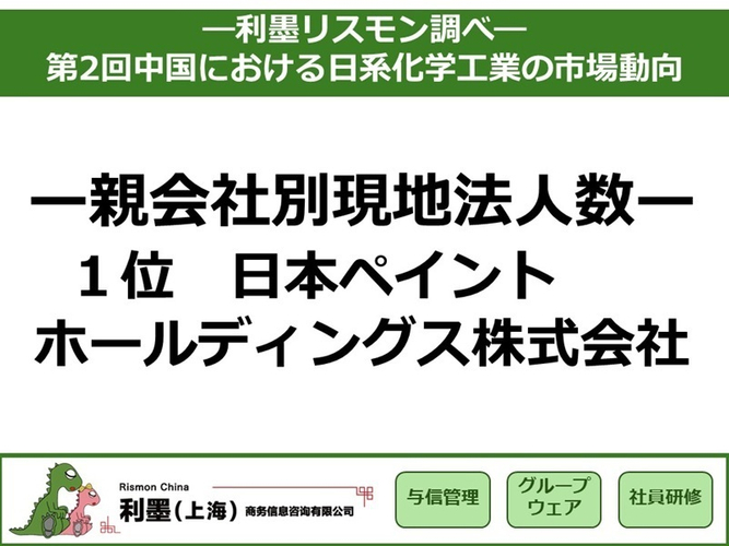 「第2回中国における日系化学工業の市場動向」を発表