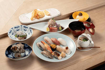 料理長おまかせ握り寿司プランの夕食(一例)