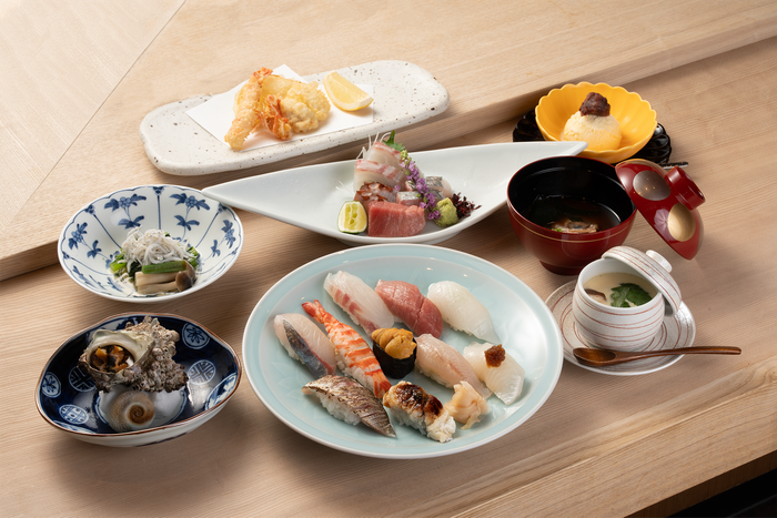 料理長おまかせ握り寿司プランの夕食（一例）