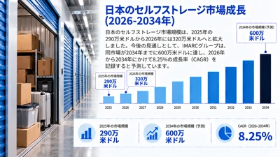 日本のセルフストレージ市場調査レポート：市場規模、シェア、需要、成長動向、主要プレイヤー、および予測（2026年～2034年）