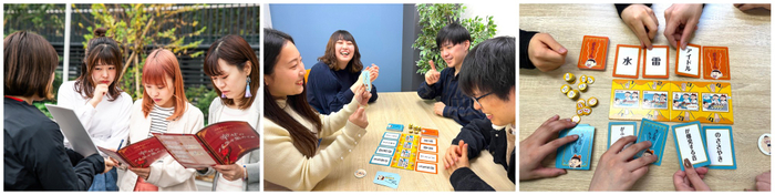 画像：&ldquo;考える遊び&rdquo;のイメージ｜左：謎解きゲーム／右2枚：ボードゲーム・カードゲーム