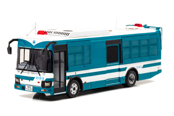 RAI'S 1/43 いすゞ エルガミオ 2020 関東管区機動隊大型人員輸送車両(神奈川管1-08)：左前