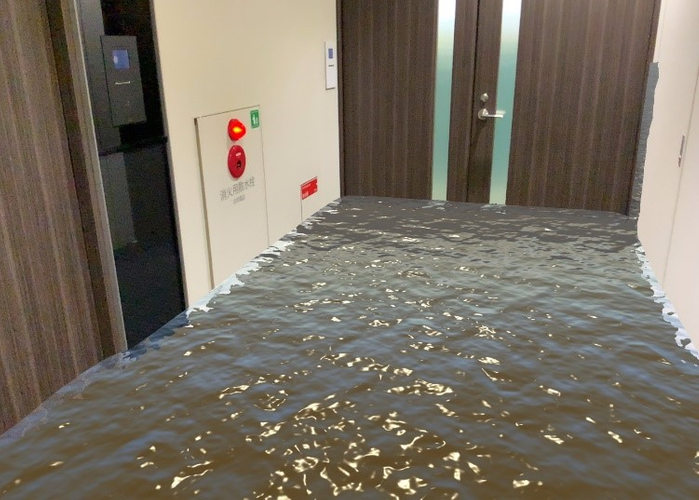 浸水CG画像の重ね合わせ(室内)