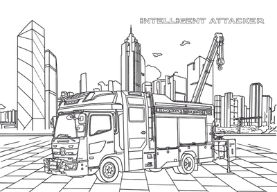 ぬりえ（モリタオリジナルキャビン Intelligent Attacker 救助工作車 R-Ⅲ）