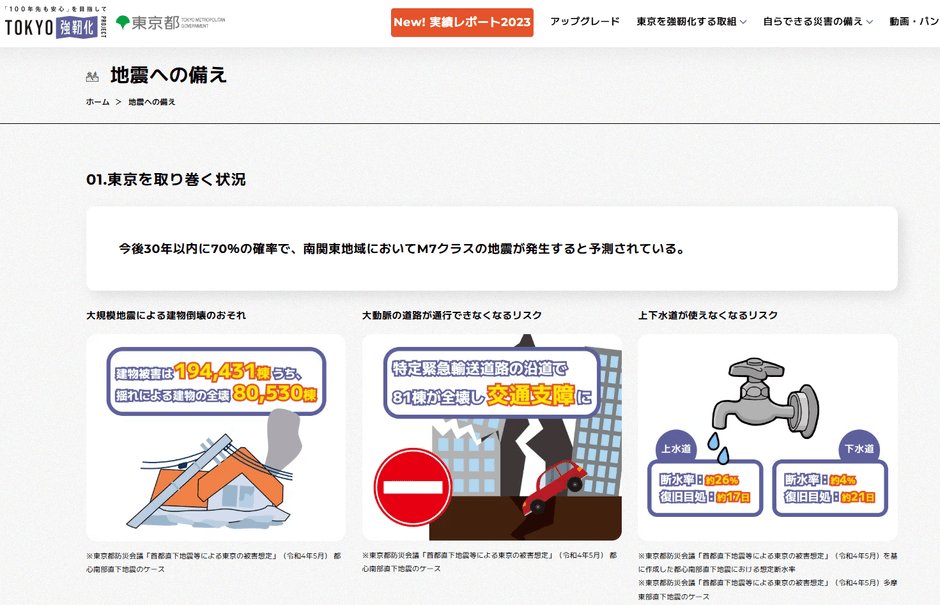 東京都ホームページ:TOKYO強靭化プロジェクトより引用
