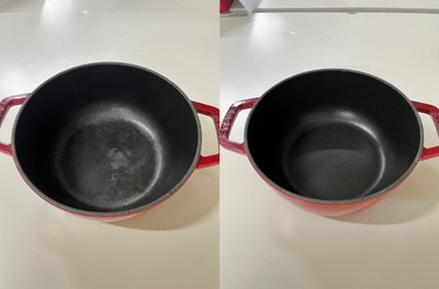 中面:クリーニング前(写真左)とクリーニング後(写真右)