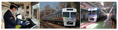 左から、運転体験イメージ・1000系車両イメージ・ピット内イメージ