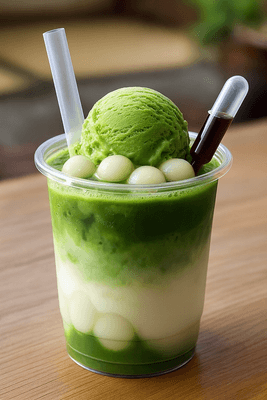 TOKYO抹茶ラテ/東京産の抹茶を使用し、黒蜜やミニ白玉、アイスクリームとカフェタイムにもぴったり