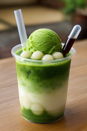 TOKYO抹茶ラテ／東京産の抹茶を使用し、黒蜜やミニ白玉、アイスクリームとカフェタイムにもぴったり