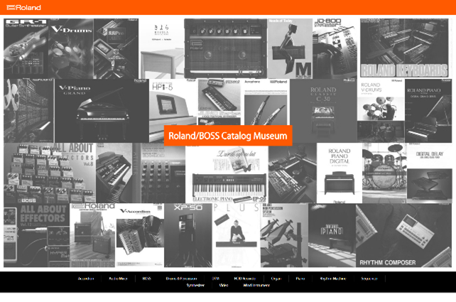 製品カタログでローランドの歴史を振り返るRoland/BOSS Catalog Museumイメージ