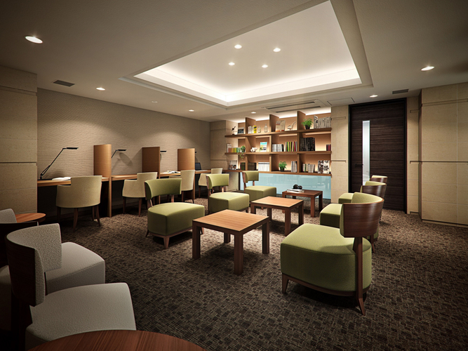 相鉄不動産㈱におけるマンションのコワーキングラウンジ他物件計画事例（イメージ） ※個室タイプではありません